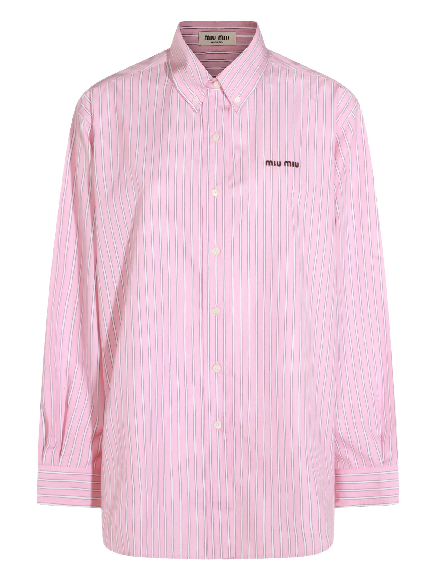 striped-pattern logo-embroidered shirt