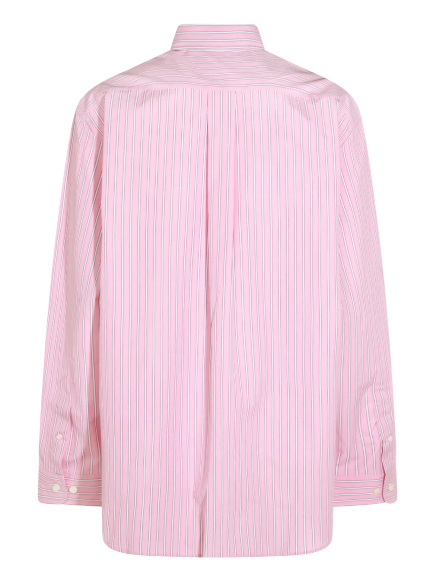 striped-pattern logo-embroidered shirt
