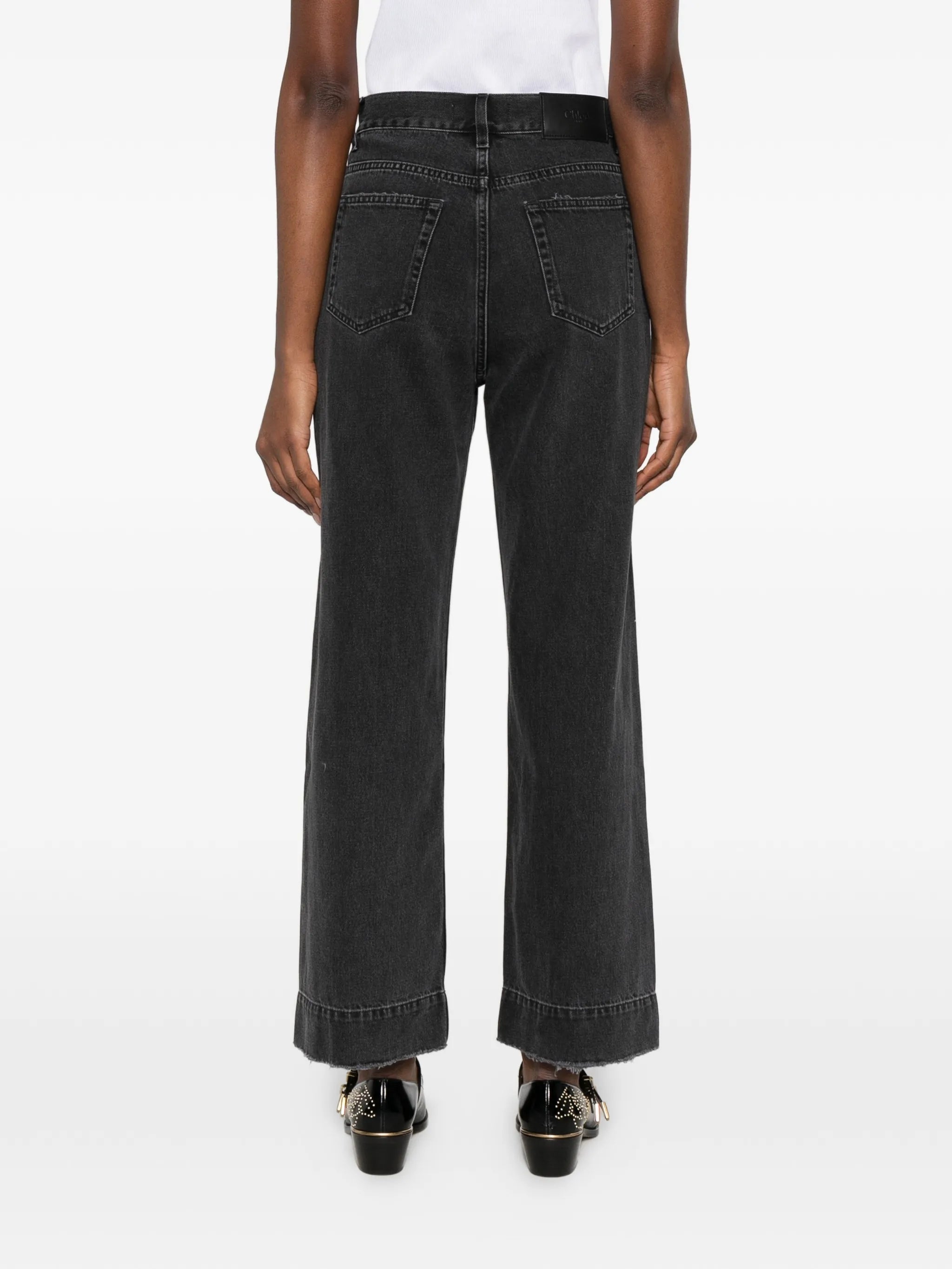 raw-hem logo-patch cropped jeans