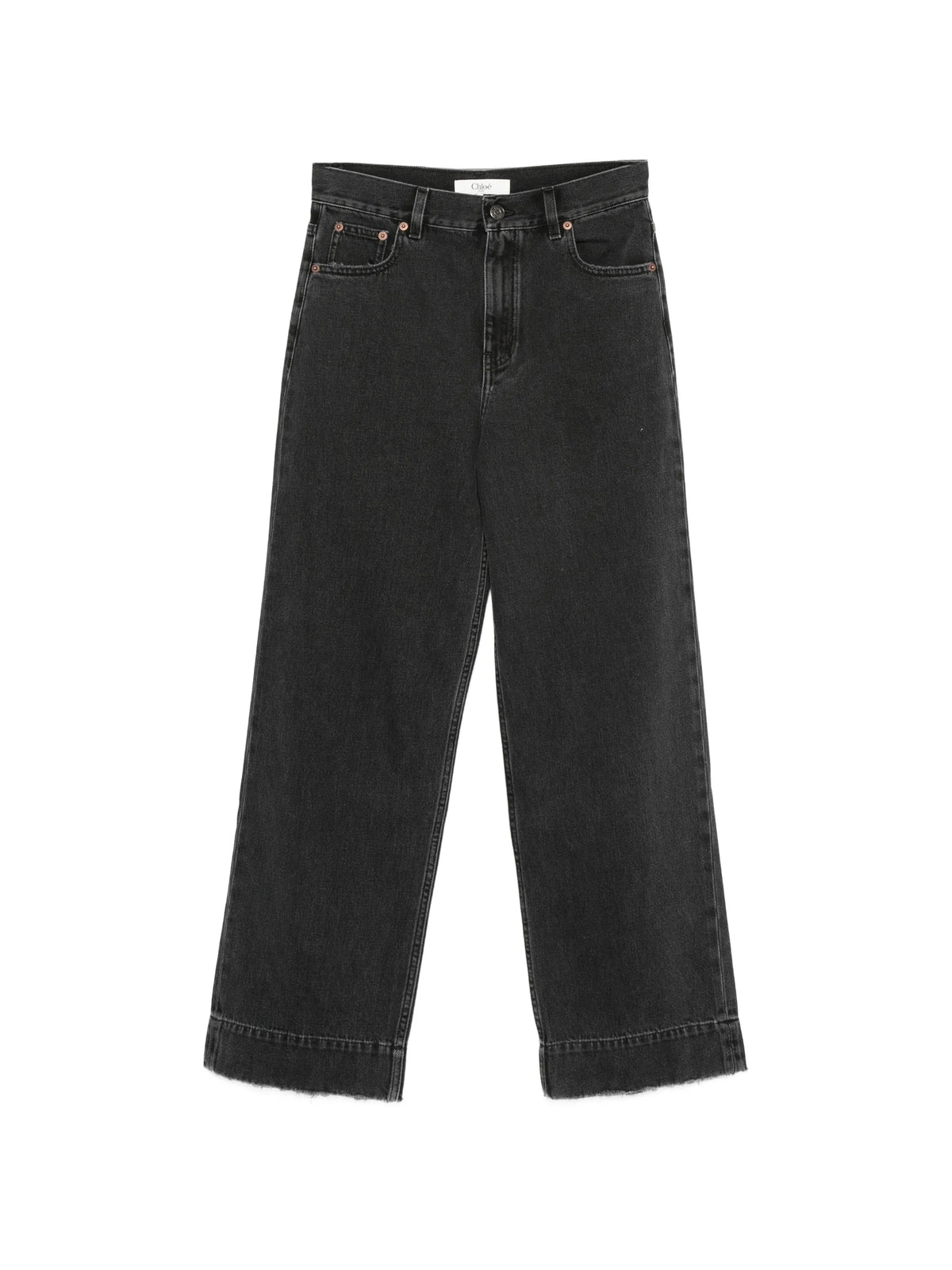 raw-hem logo-patch cropped jeans