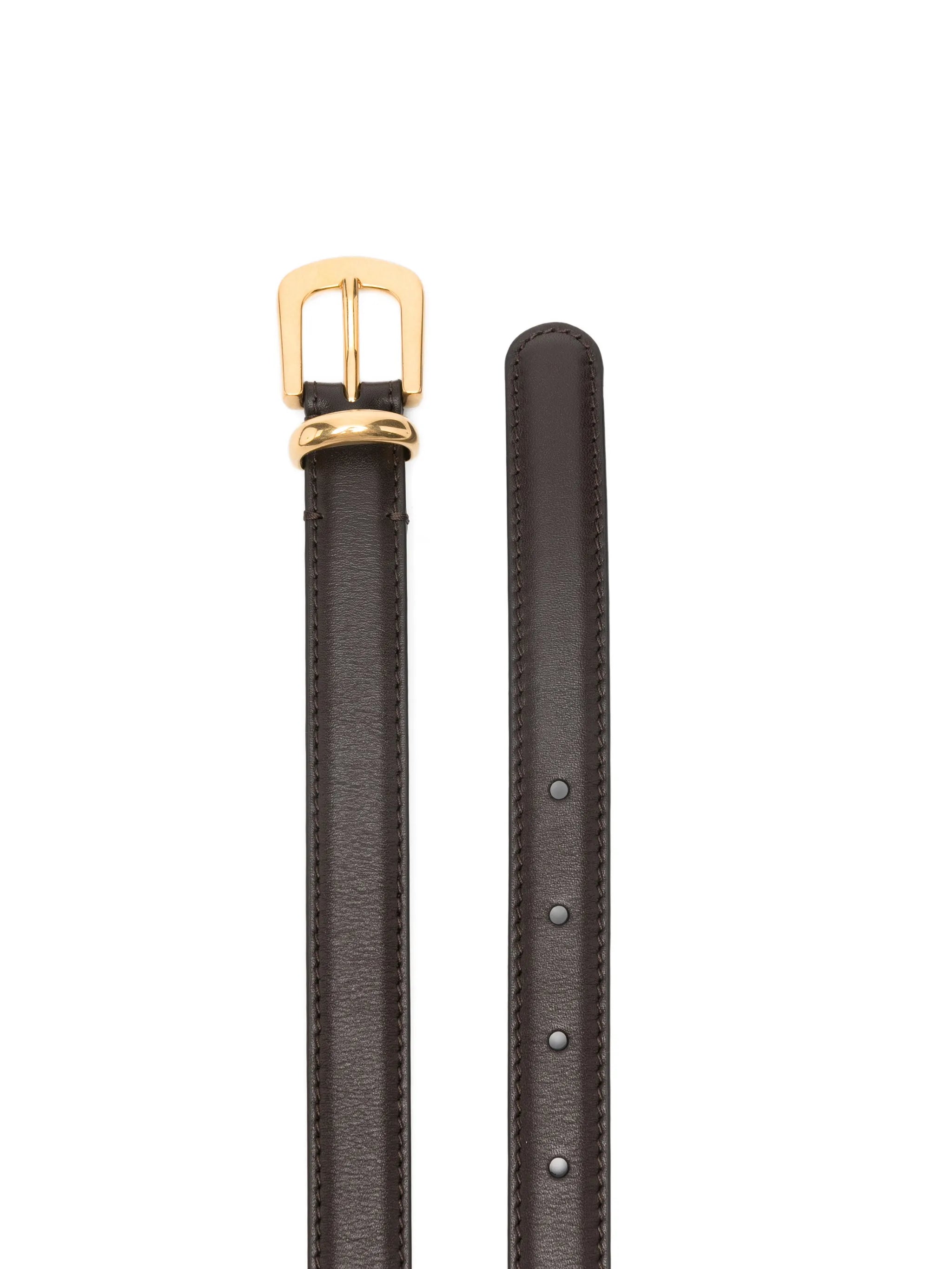 Ring buckle leather belt