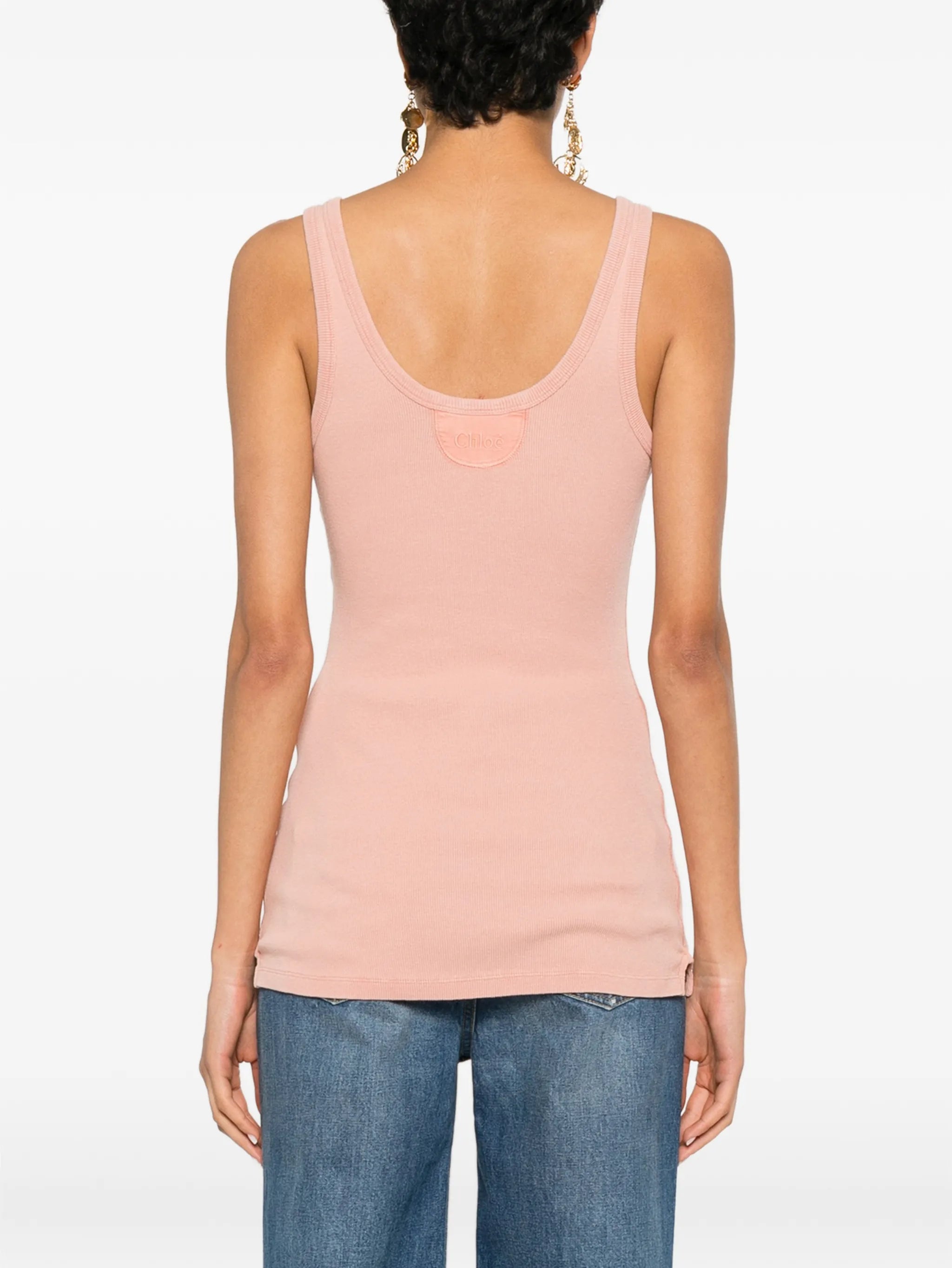 ribbed-knit Henley tank top