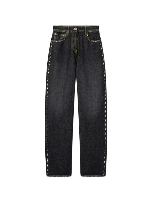 studded denim trousers