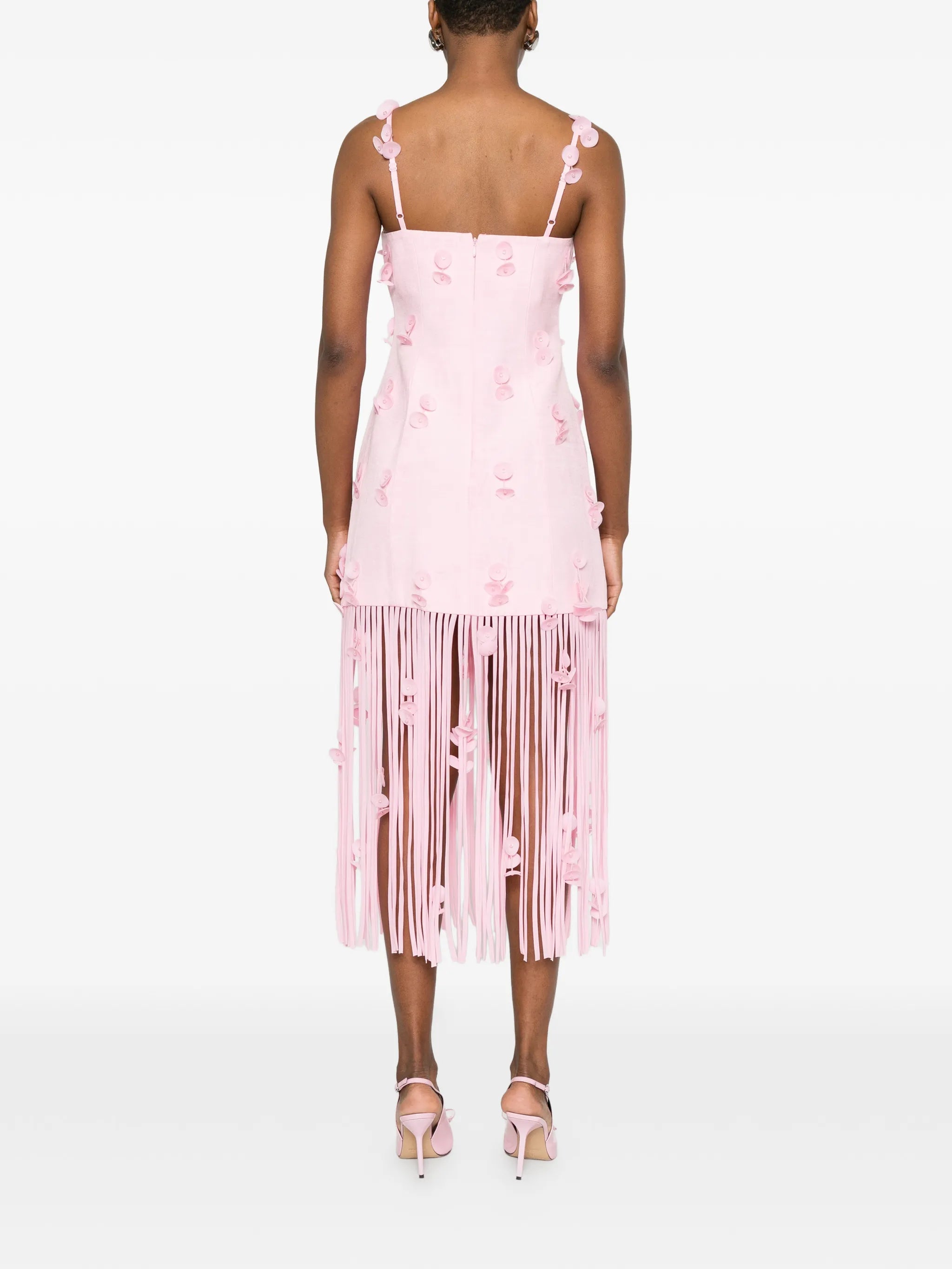 floral fringed midi dress