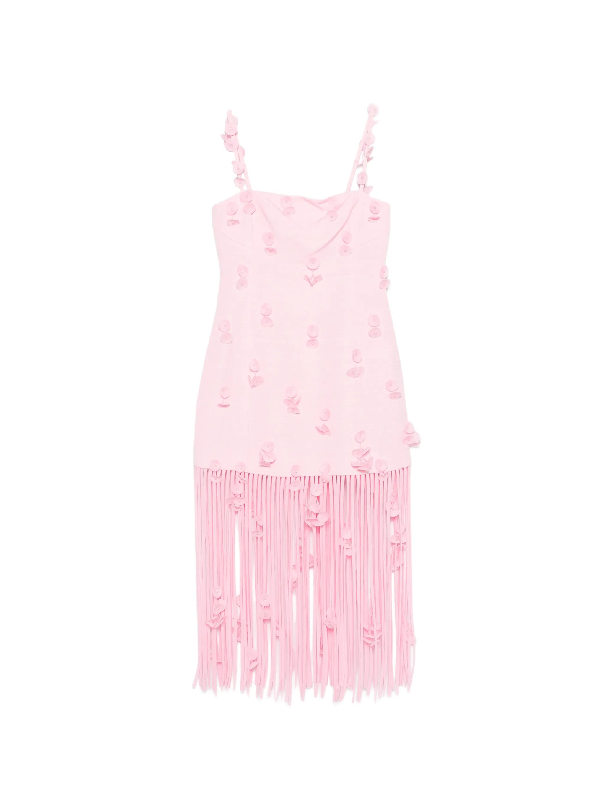 floral fringed midi dress