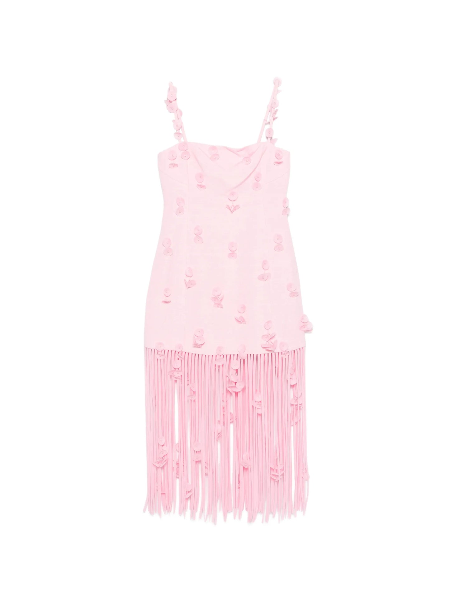 floral fringed midi dress