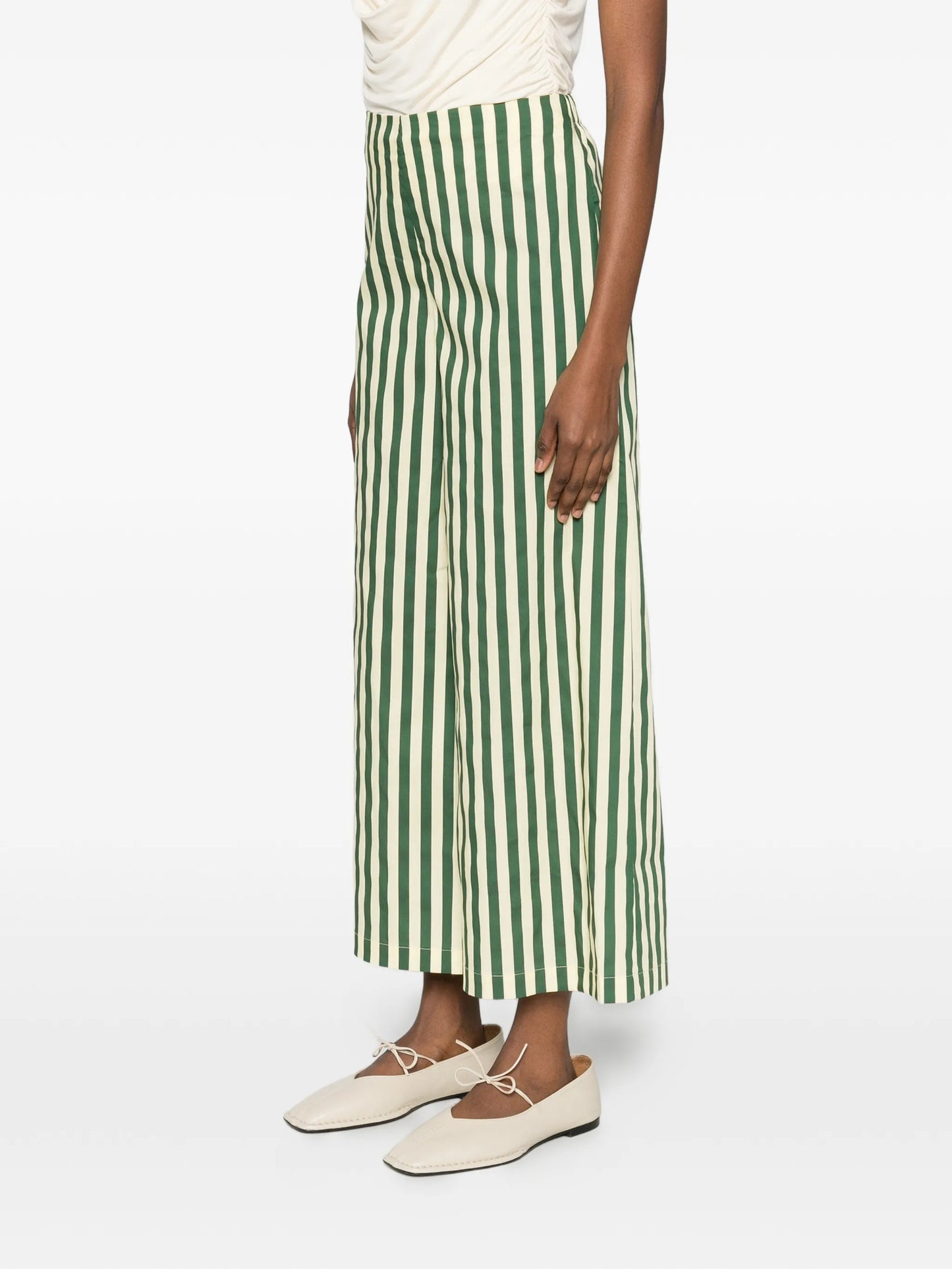 striped poplin trousers