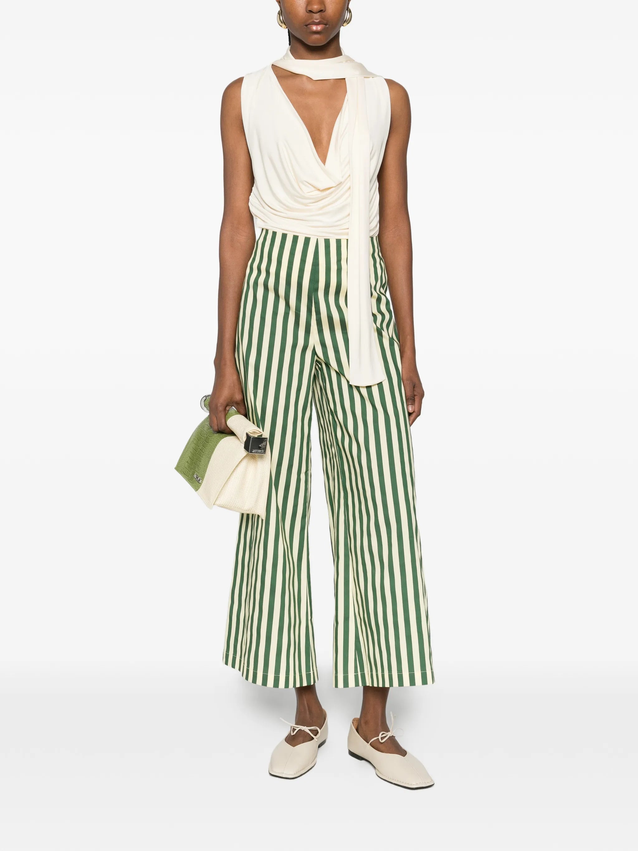 striped poplin trousers