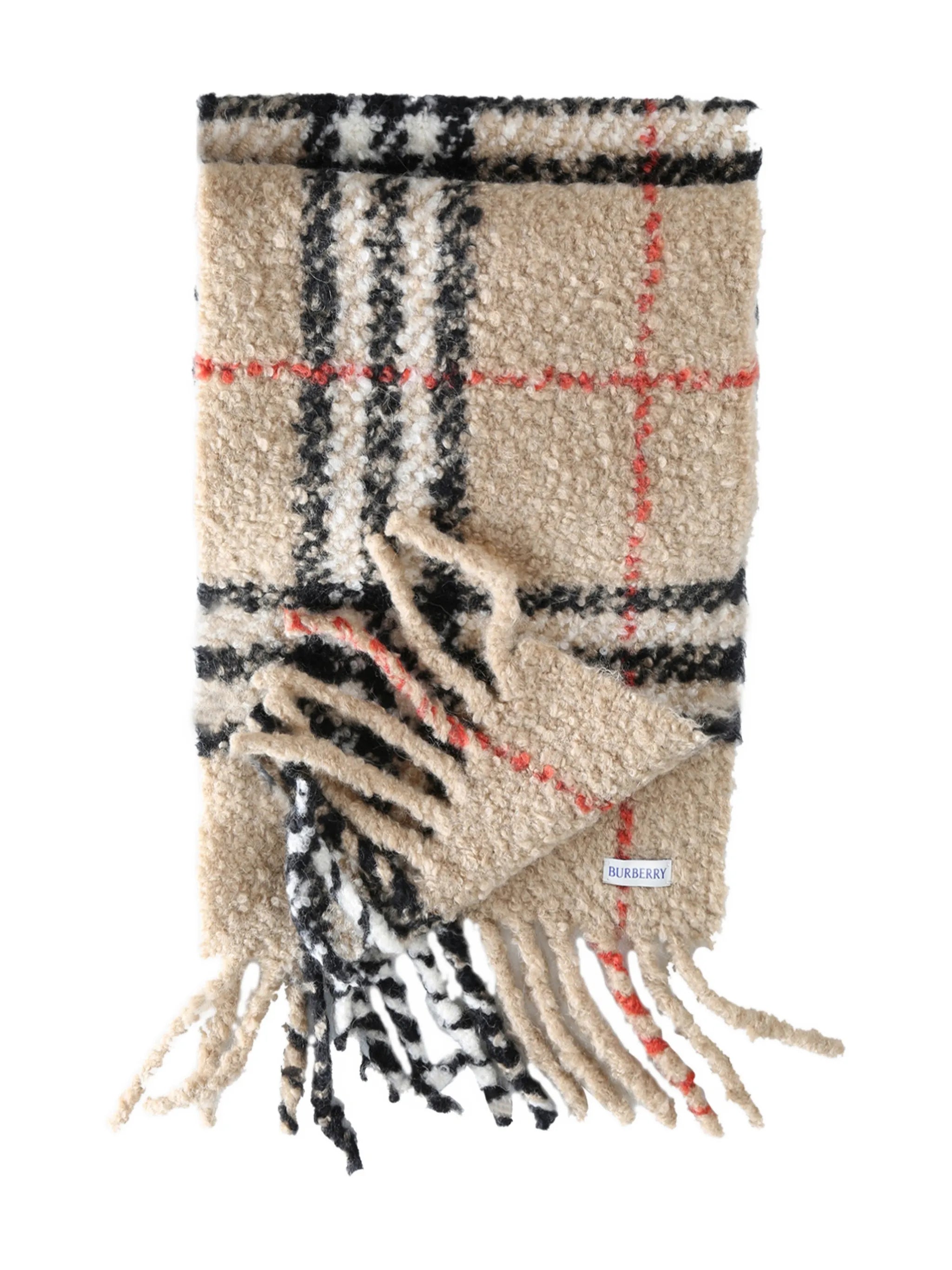 check-pattern fringed scarf