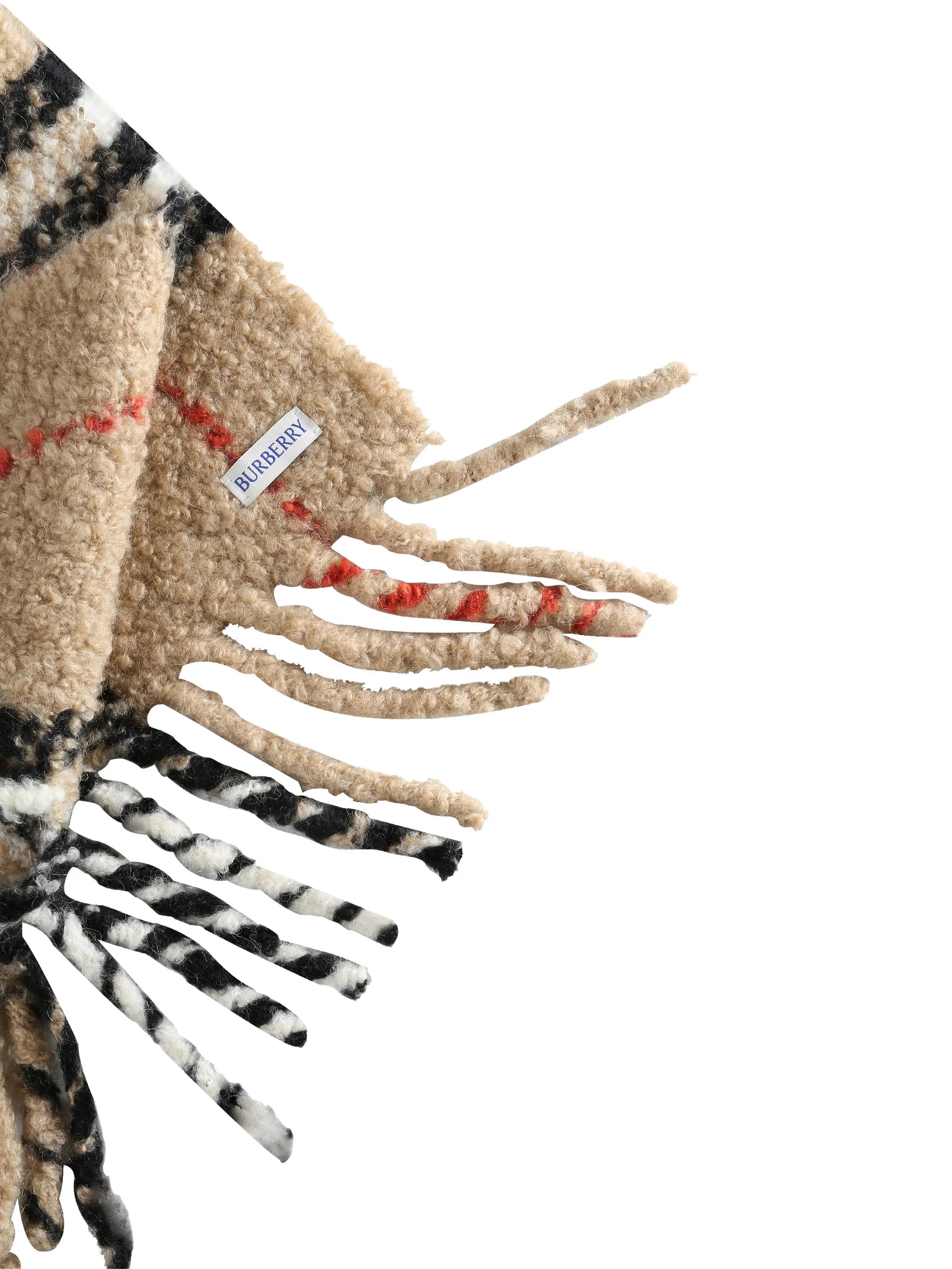 check-pattern fringed scarf