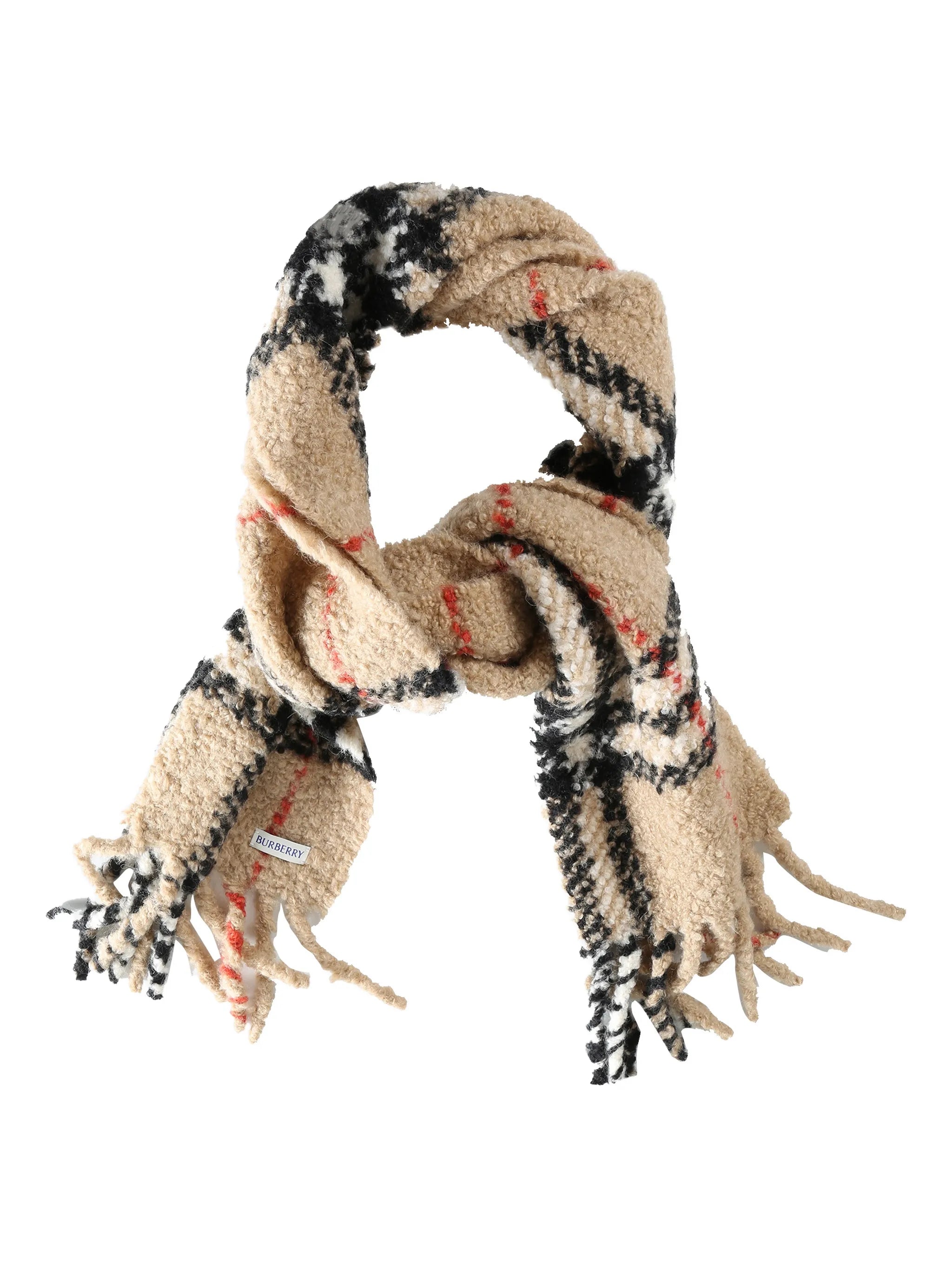 check-pattern fringed scarf