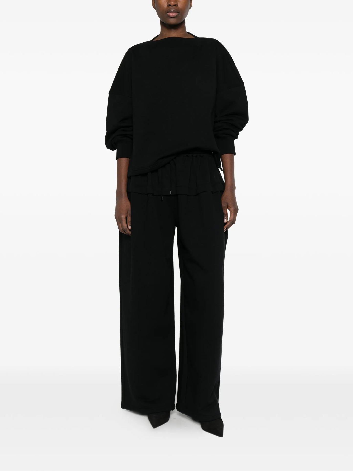 boat-neck sweatshirt