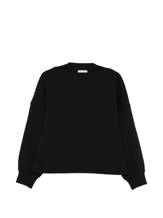 boat-neck sweatshirt
