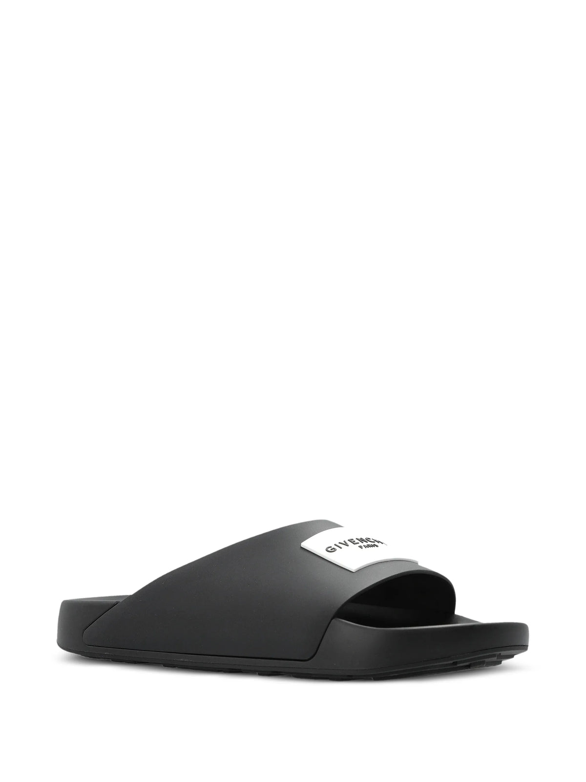 Label Slide mules in rubber