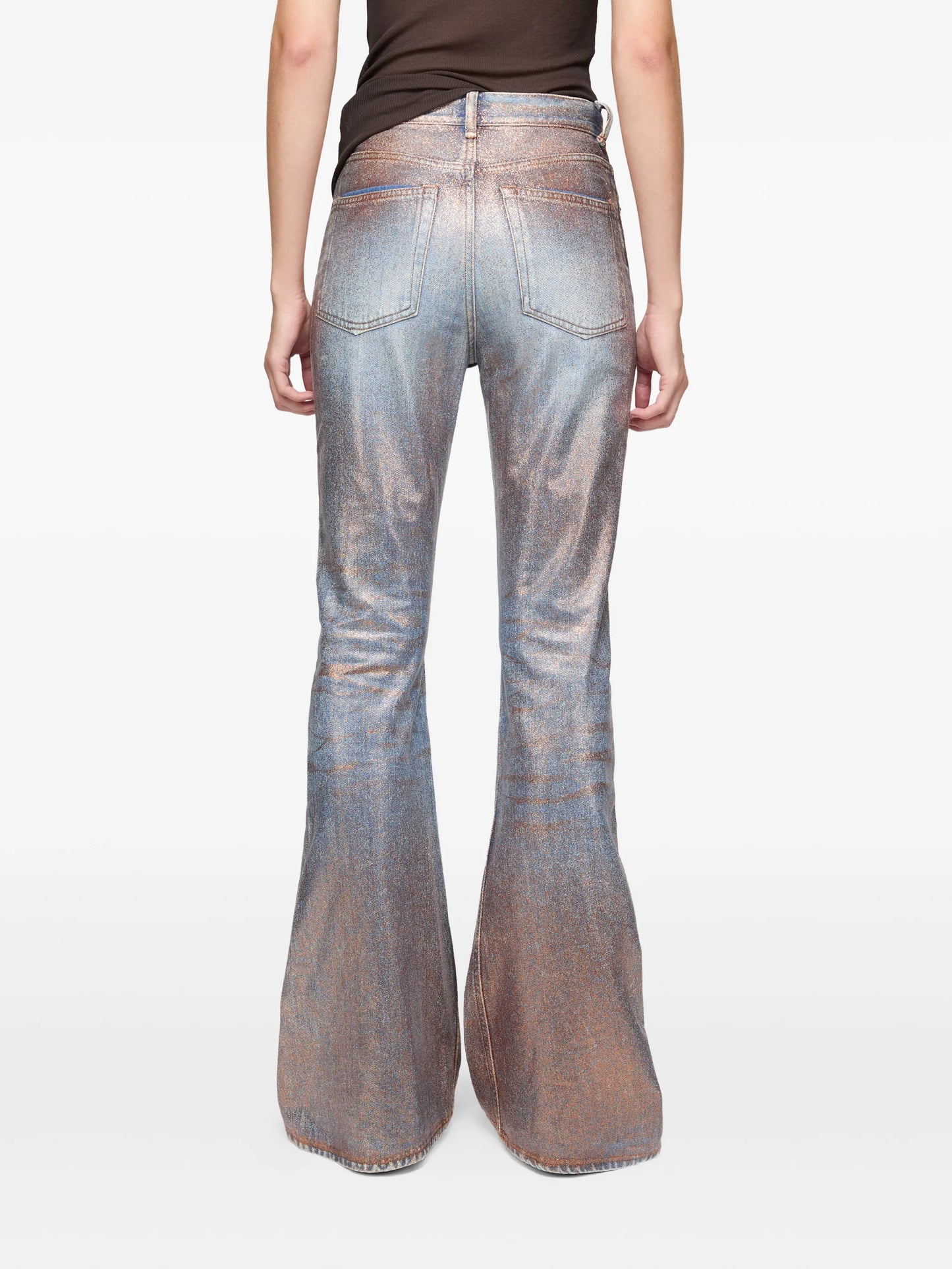 fitted glitter flared trousers