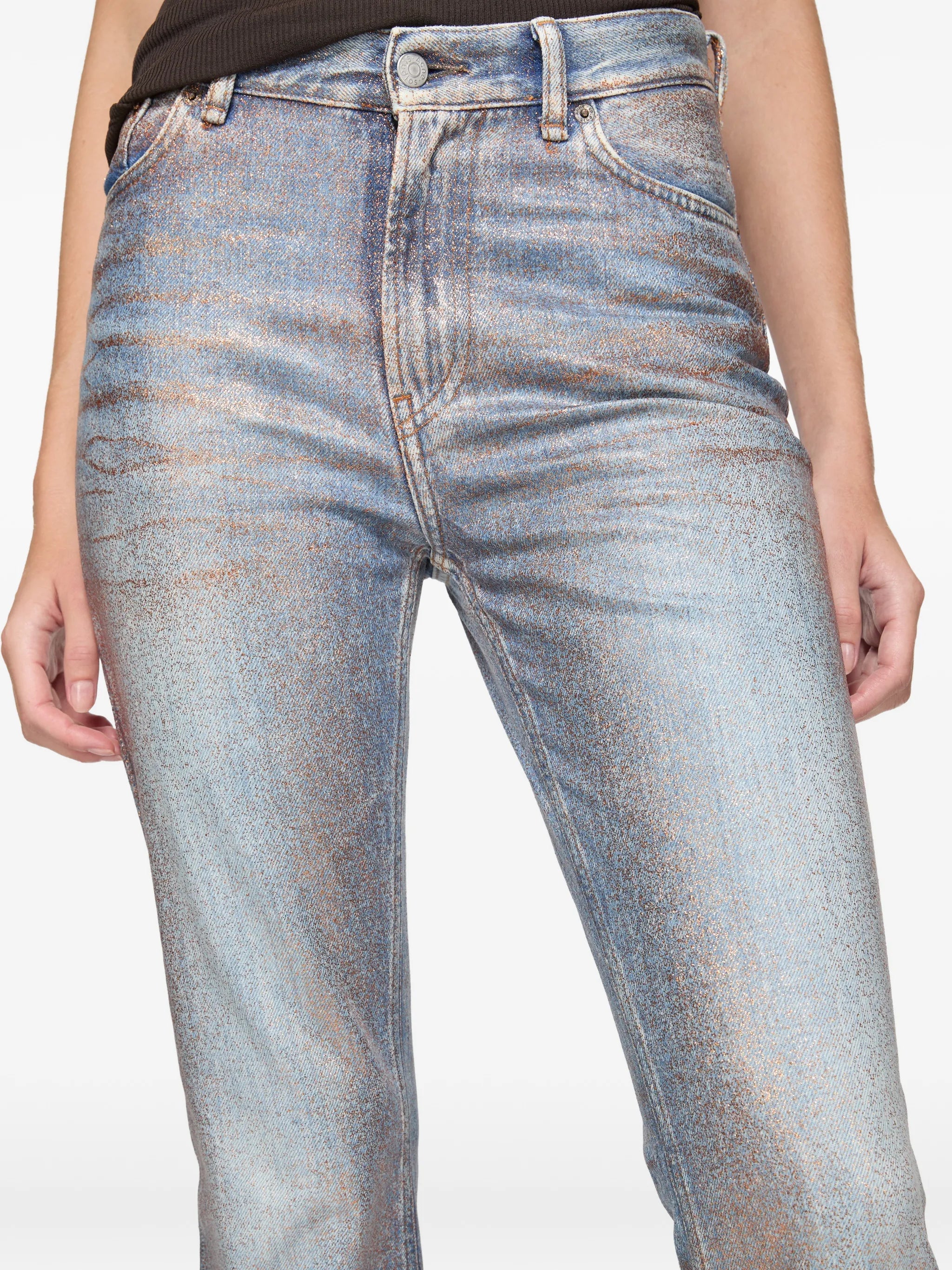 fitted glitter flared trousers