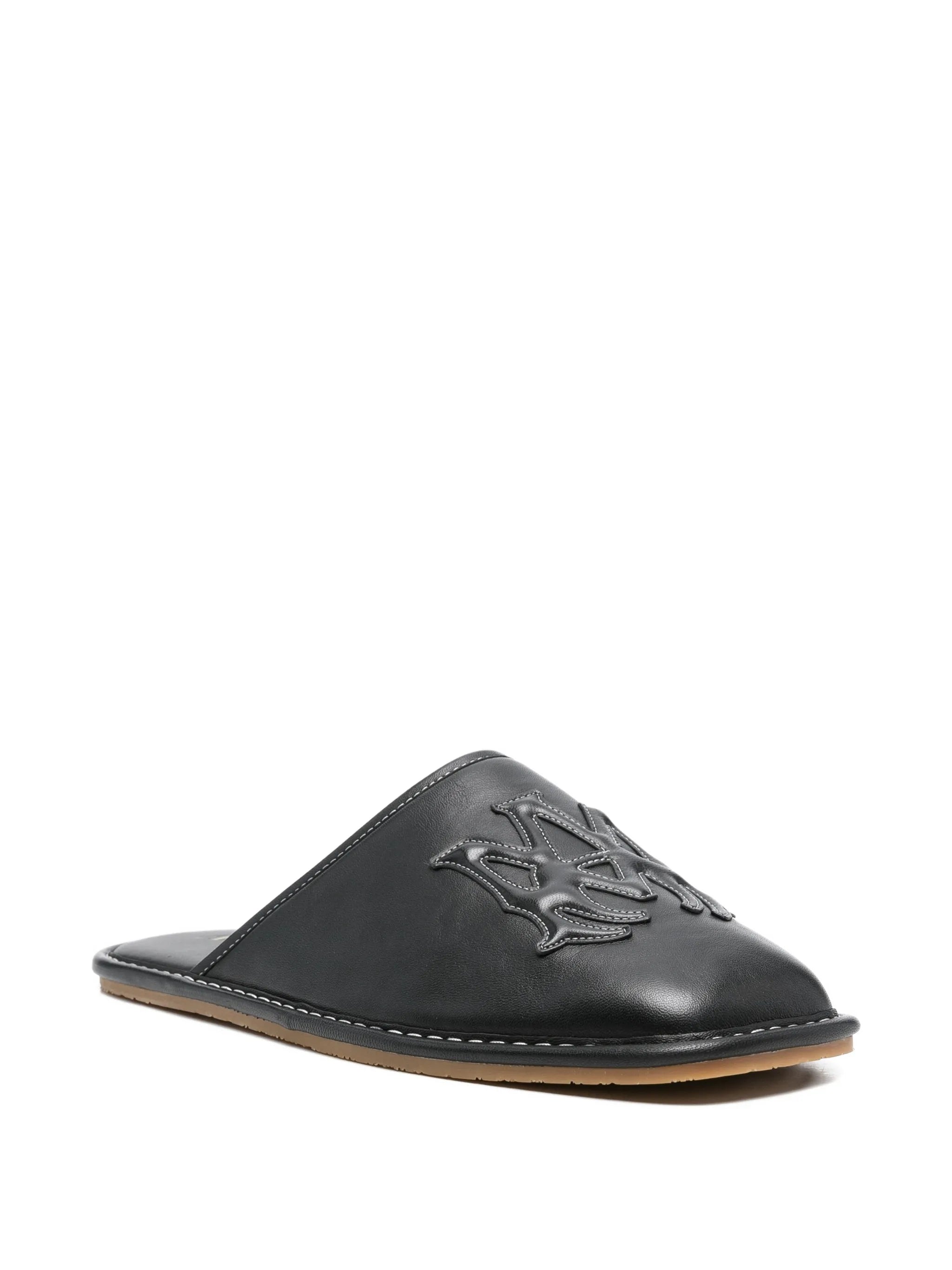 Ma appliqué leather slippers