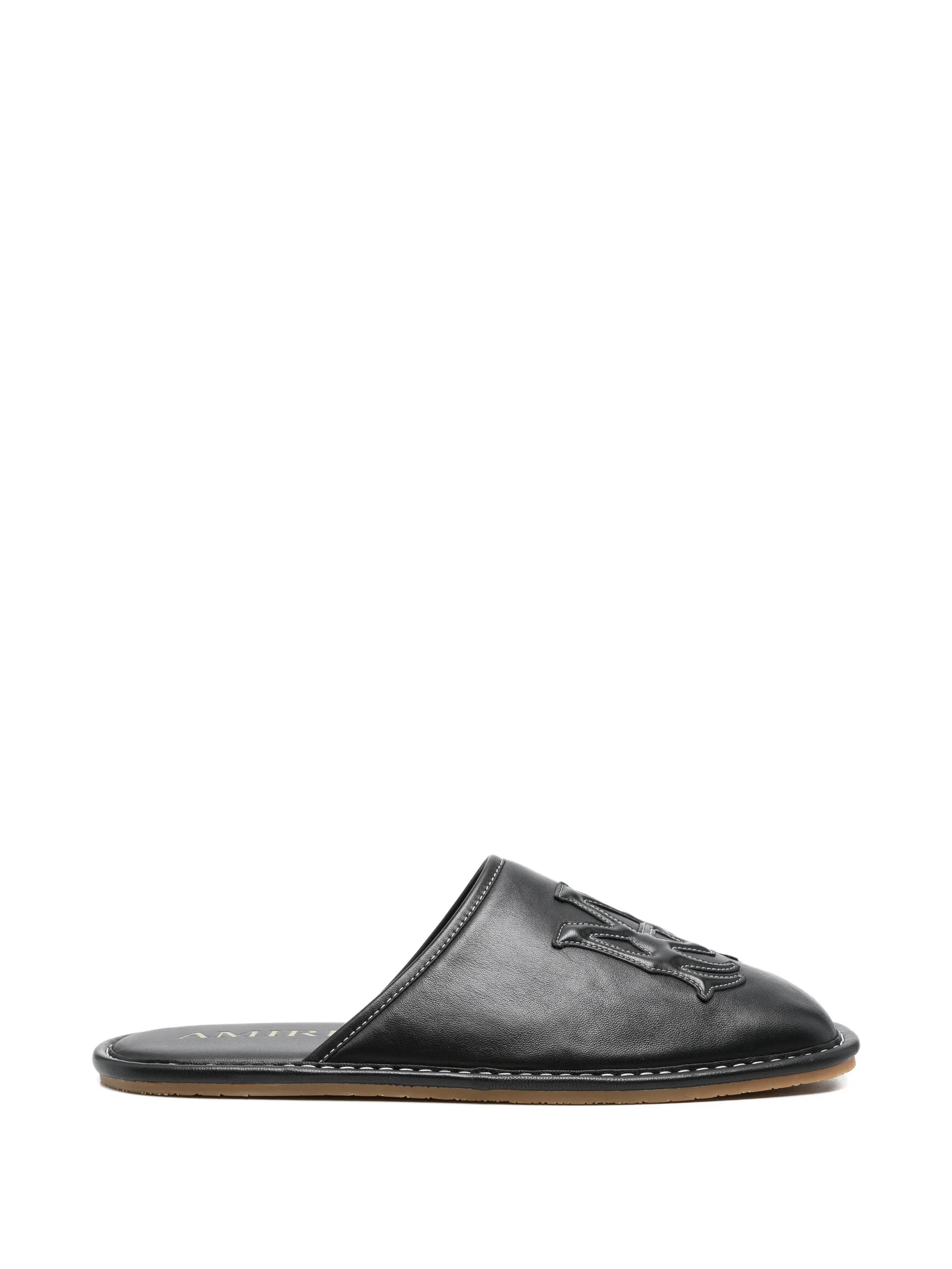 Ma appliqué leather slippers