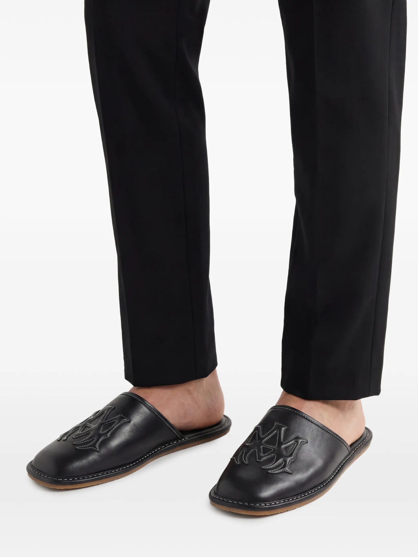 Ma appliqué leather slippers