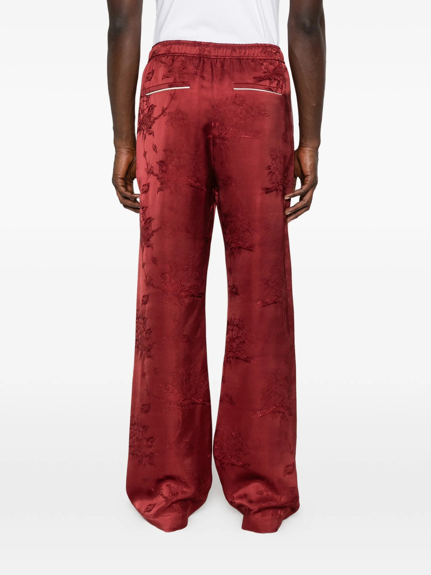 floral jacquard trousers