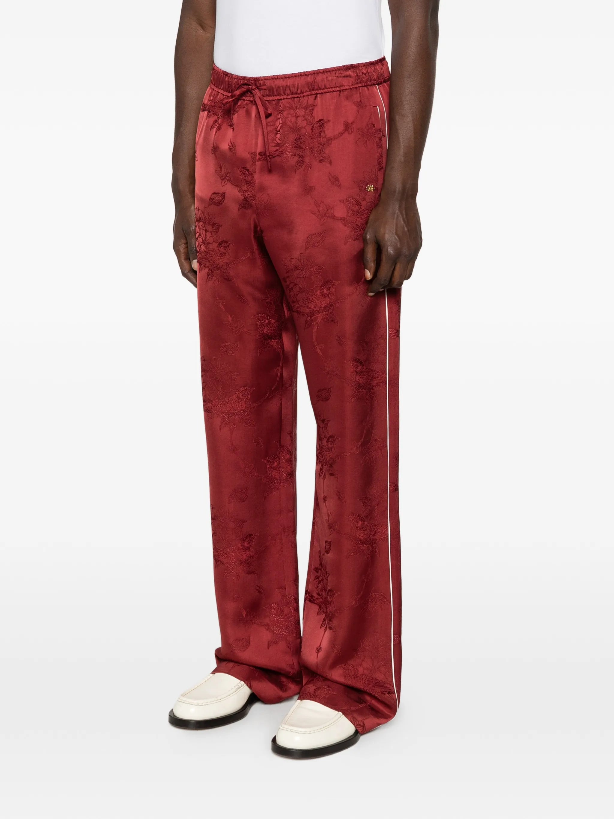 floral jacquard trousers