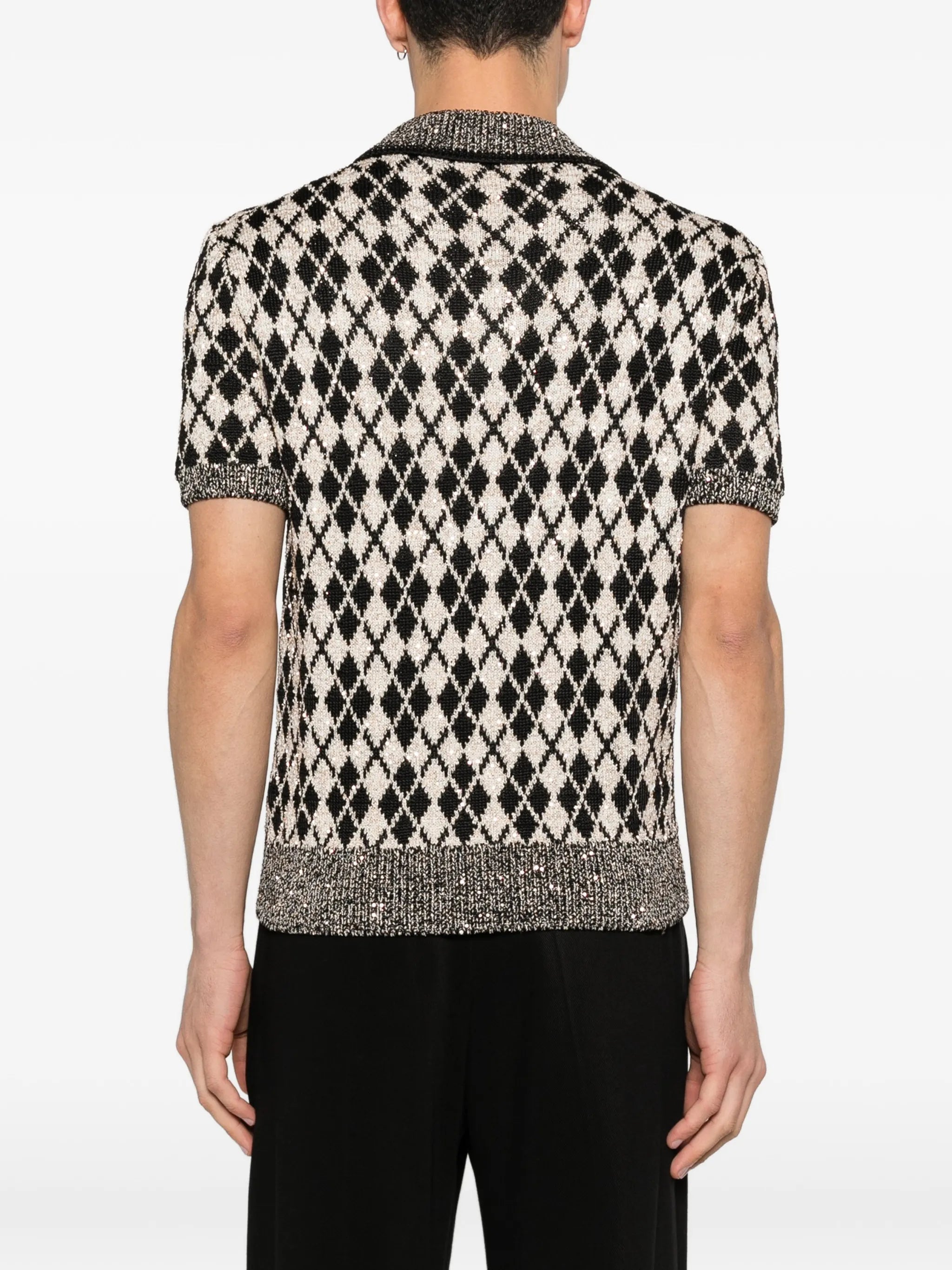 argyle short-sleeve polo shirt
