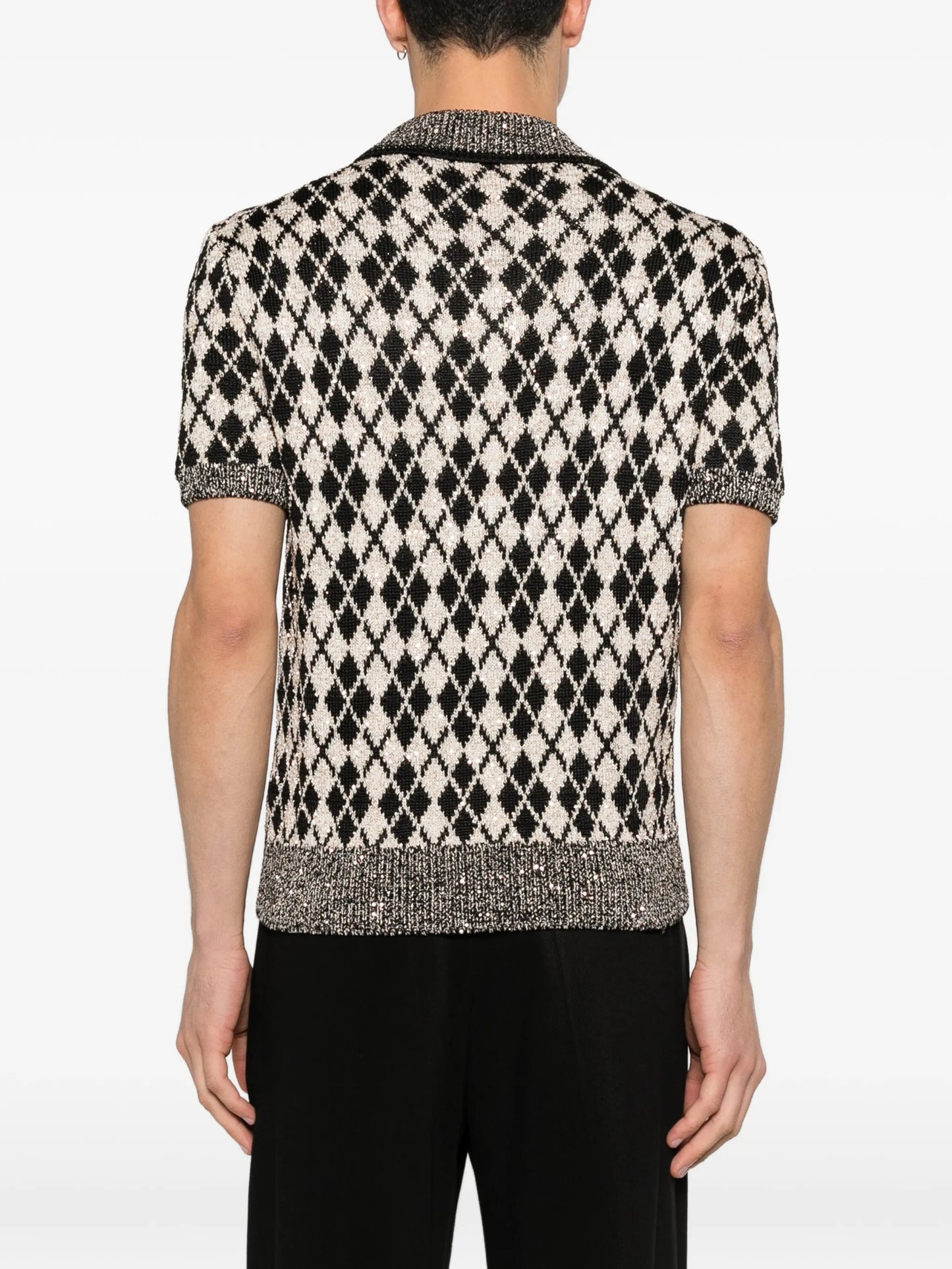 argyle short-sleeve polo shirt