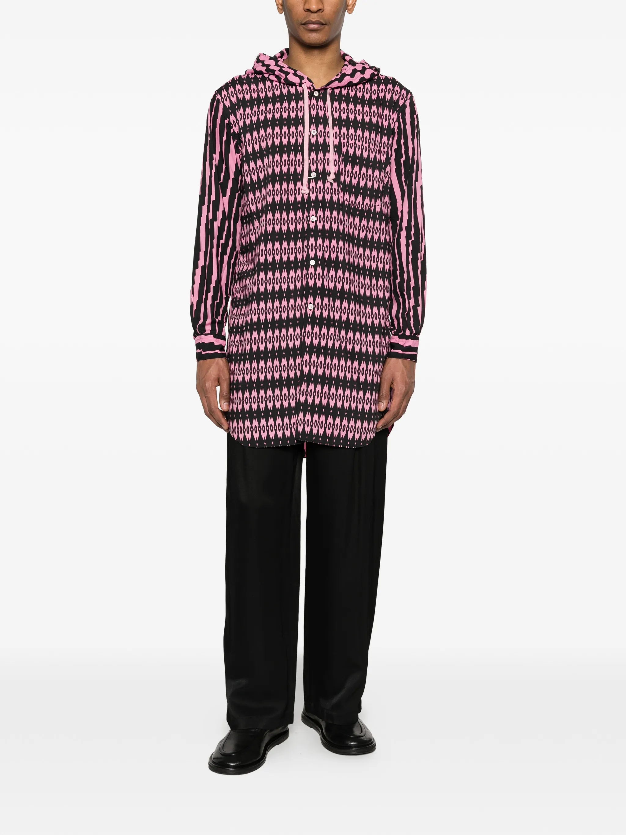 printed hooded shirt