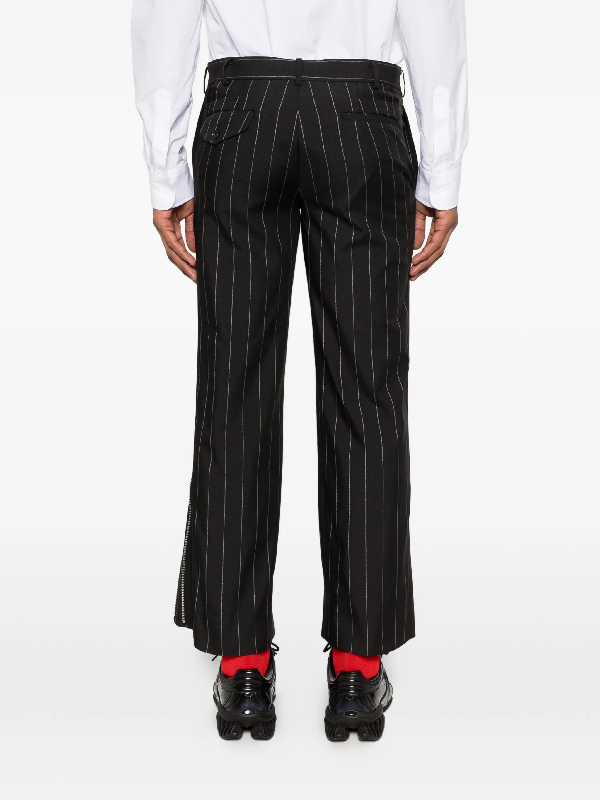 striped zip trousers