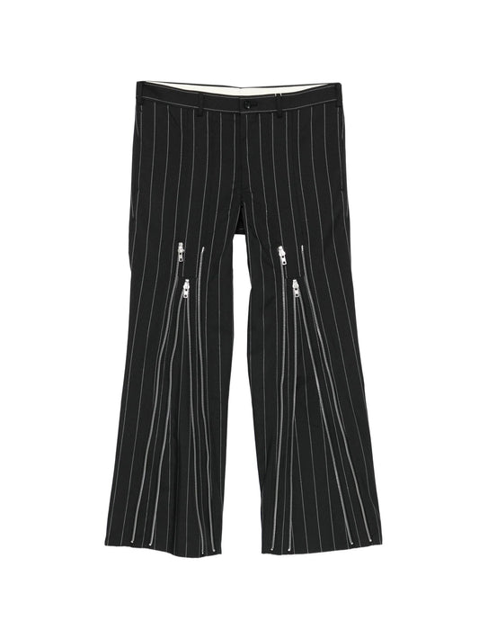 striped zip trousers