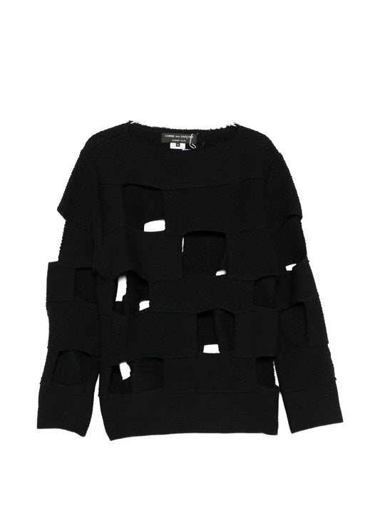 striped panelling crew-neck sweater