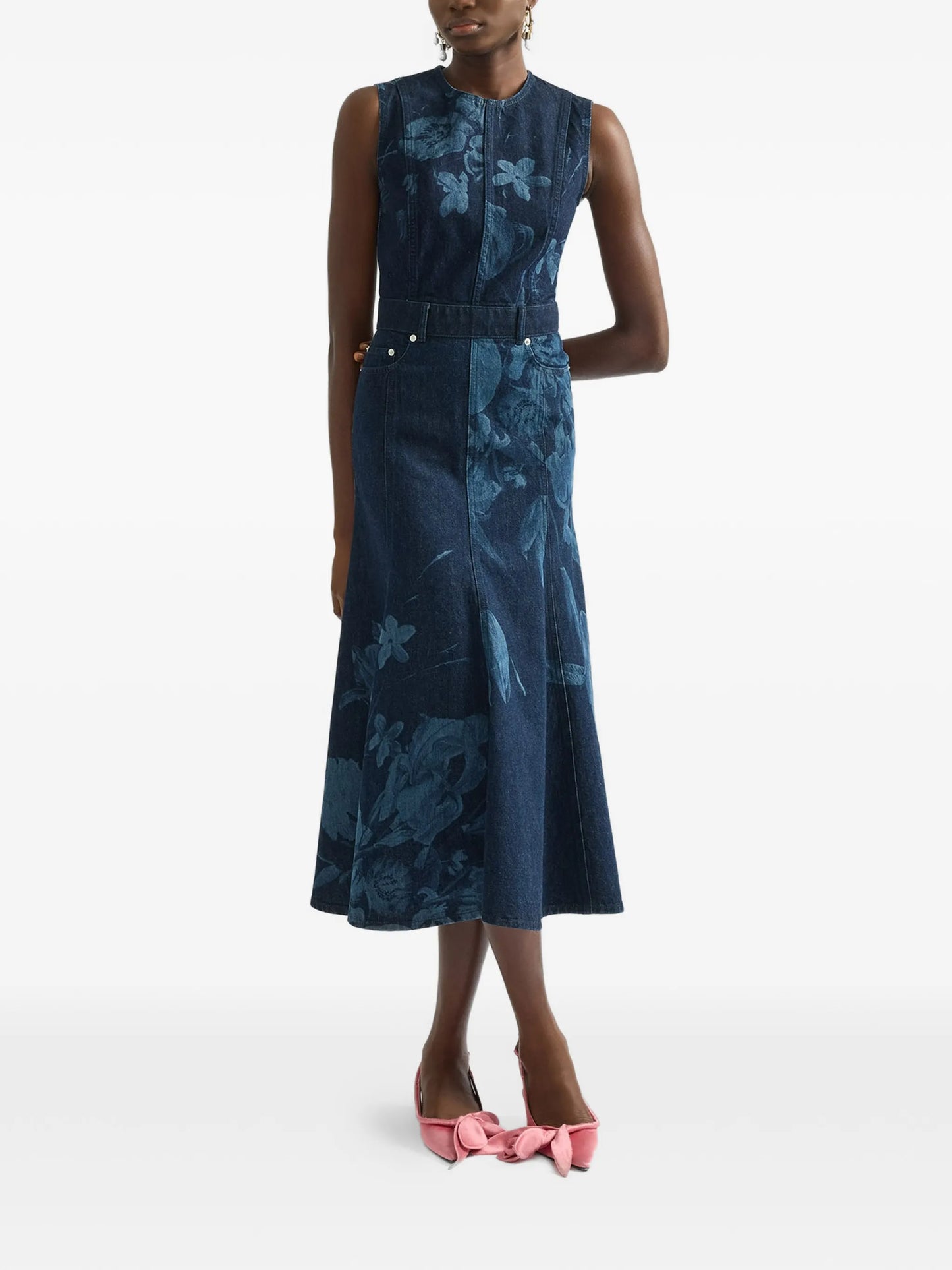 floral sleeveless midi dress