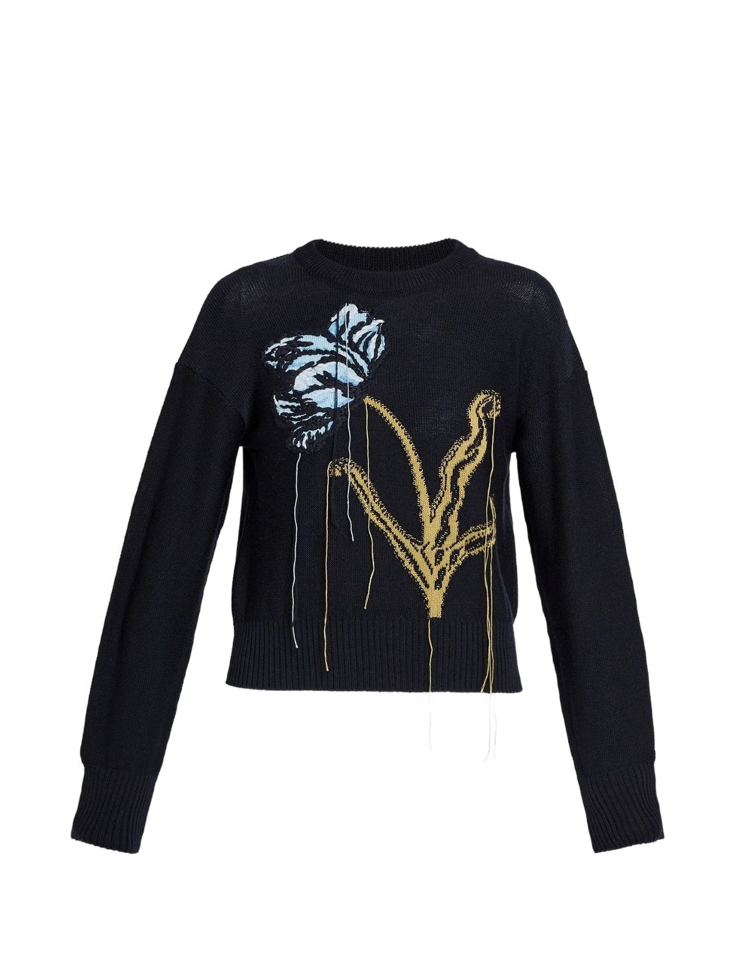 floral-motif crew-neck sweater