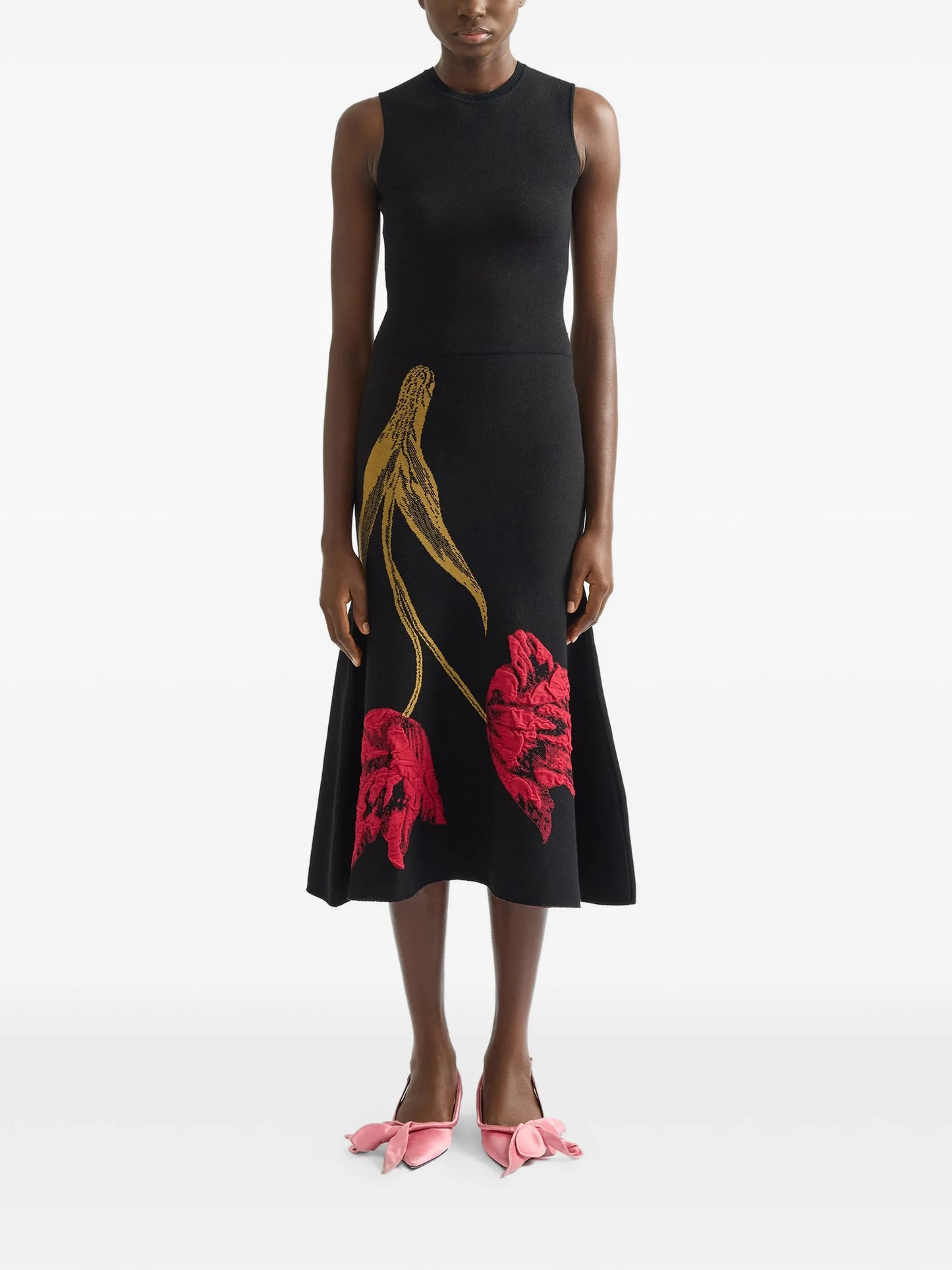 sleeveless knitted midi dress