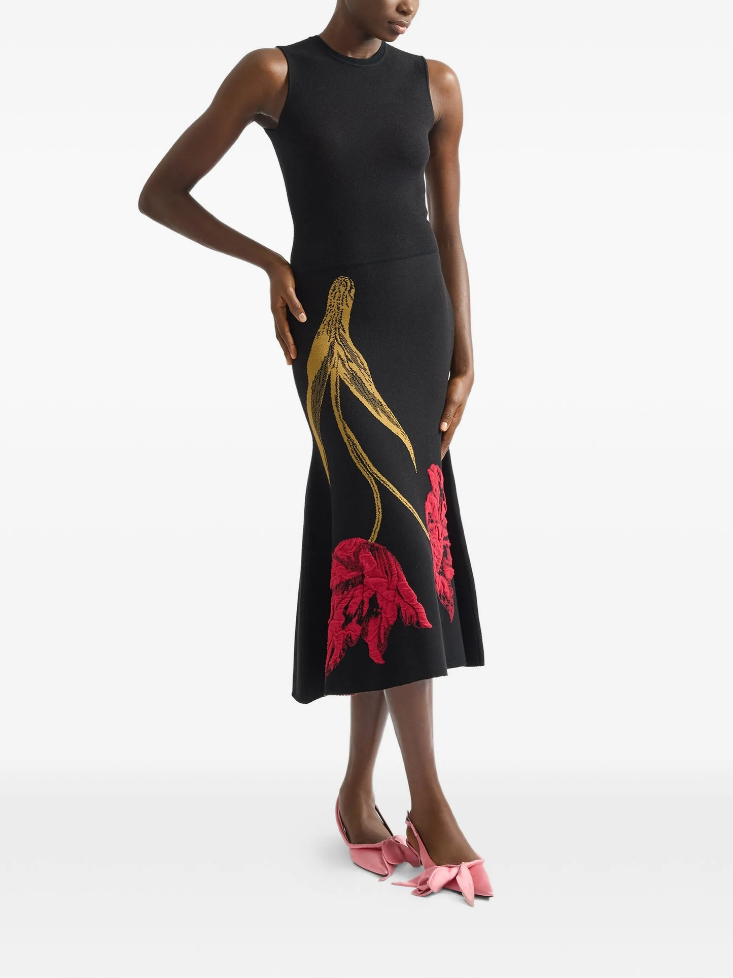 sleeveless knitted midi dress