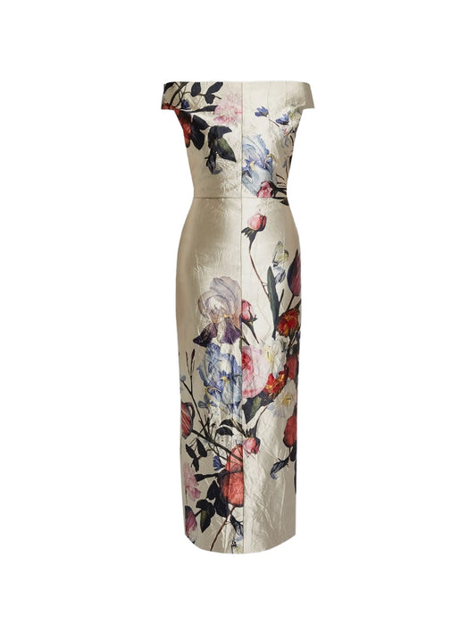 floral-print satin maxi dress