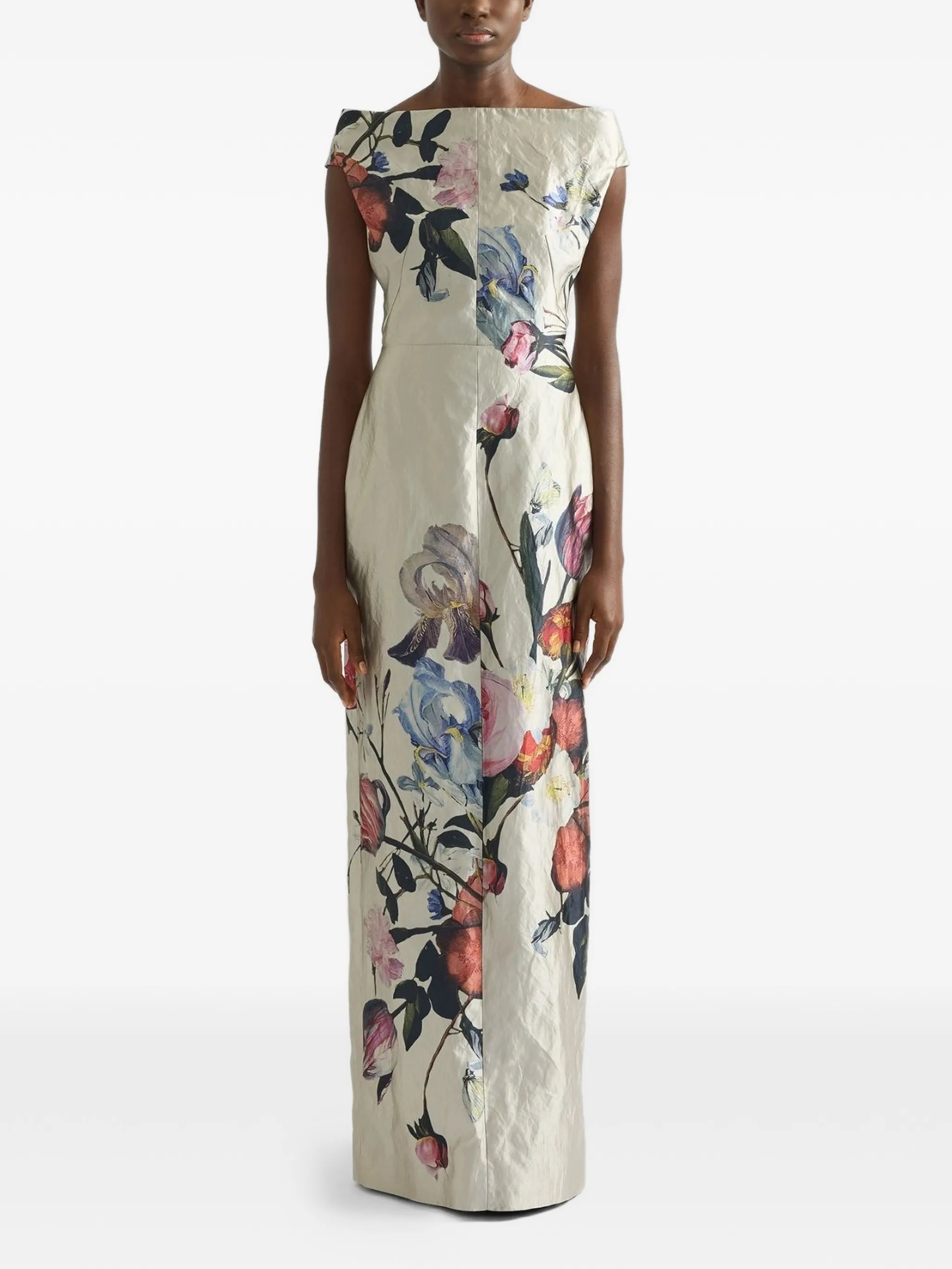 floral-print satin maxi dress