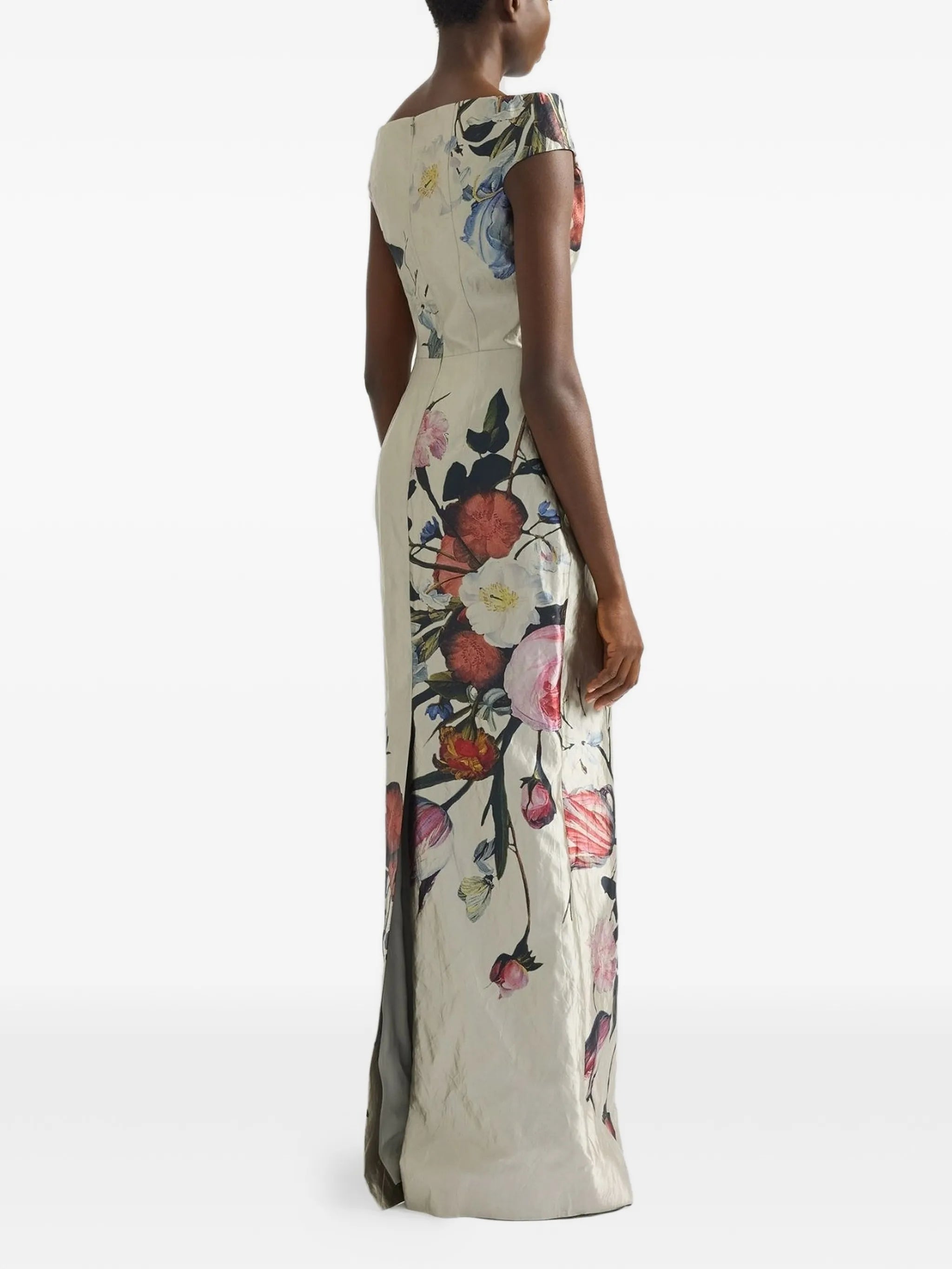 floral-print satin maxi dress