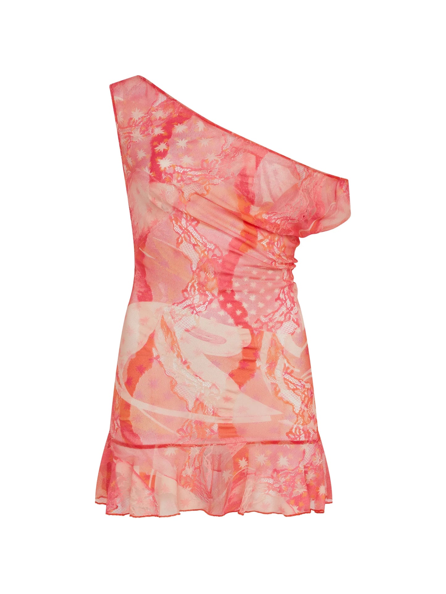 lace one-shoulder mini dress