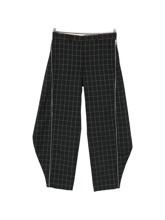 windowpane check zip trousers