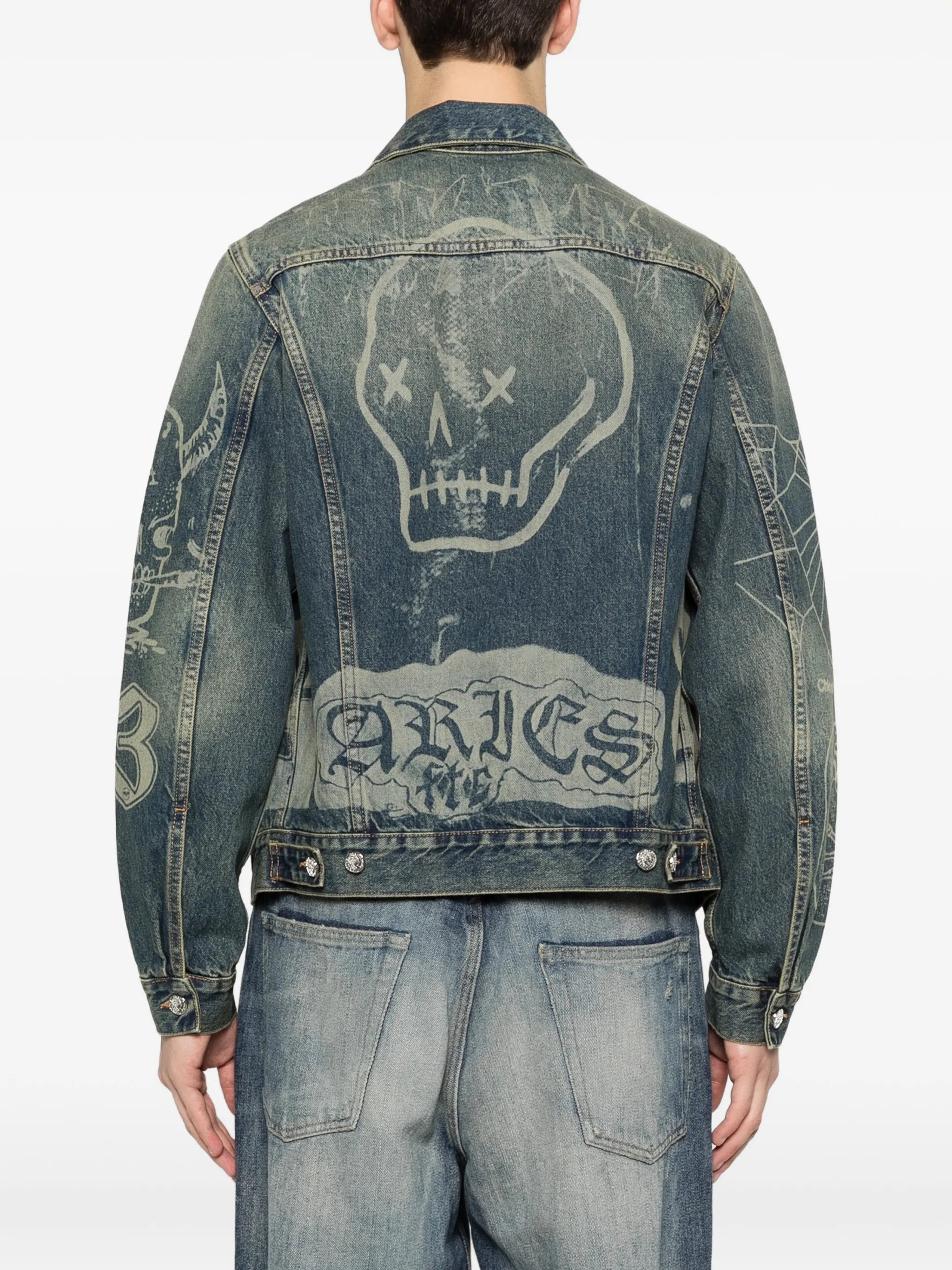 graphic-print denim jacket
