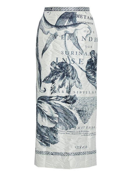 floral-print midi skirt
