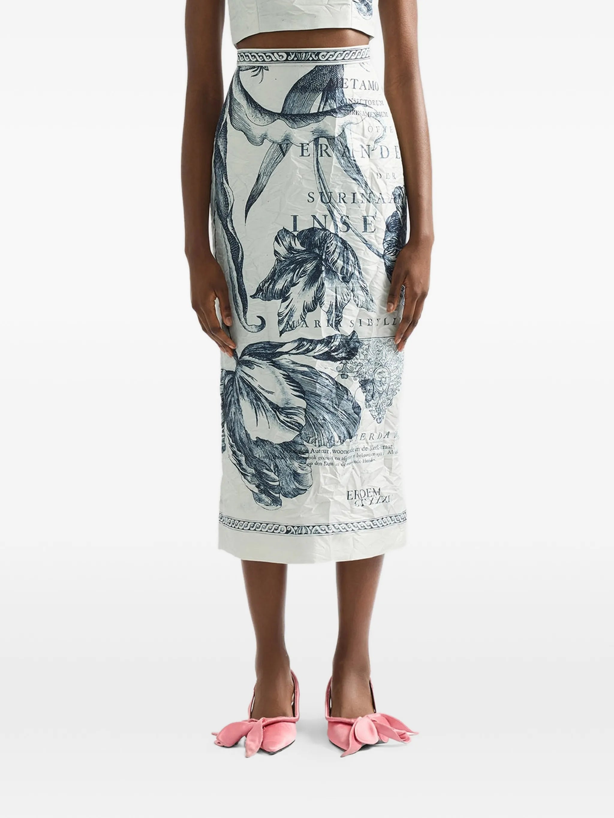 floral-print midi skirt