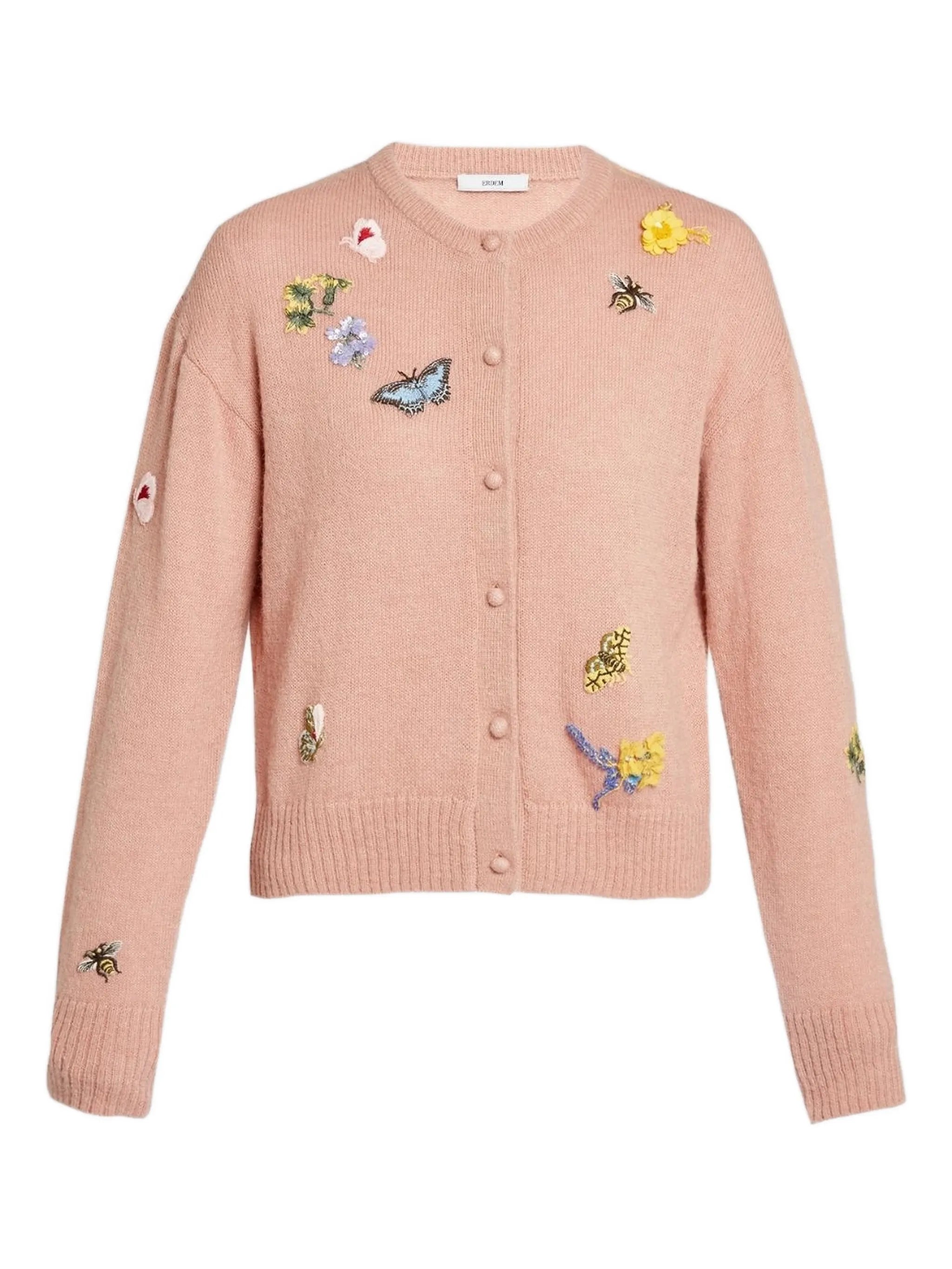 embellished crew neck cardigan