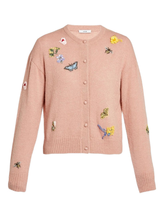 embellished crew neck cardigan