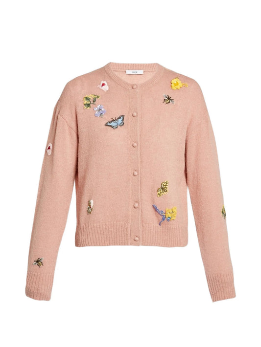 embellished crew-neck cardigan