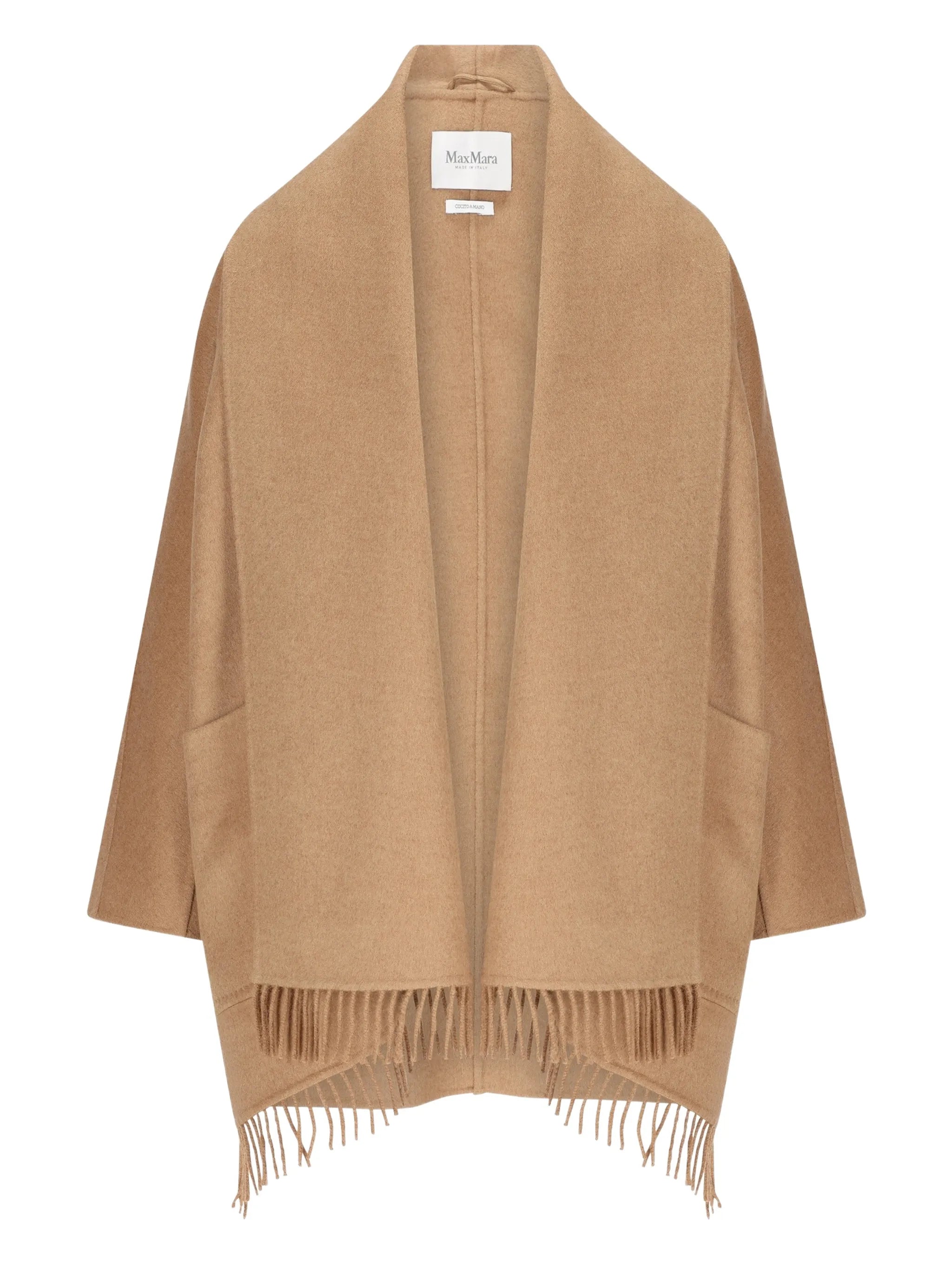 fringed long-sleeve coat