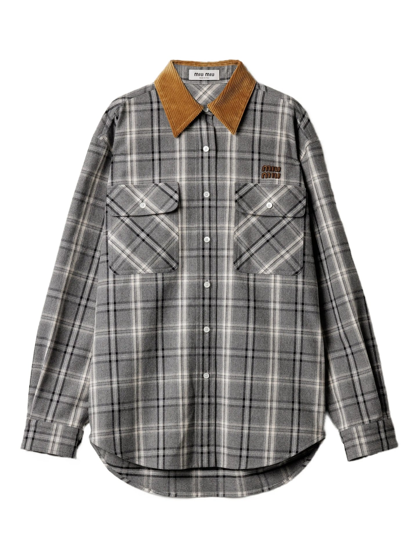 corduroy-collar flannel shirt