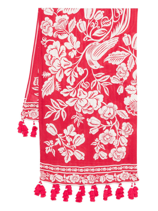 bird floral-print beach cover-up