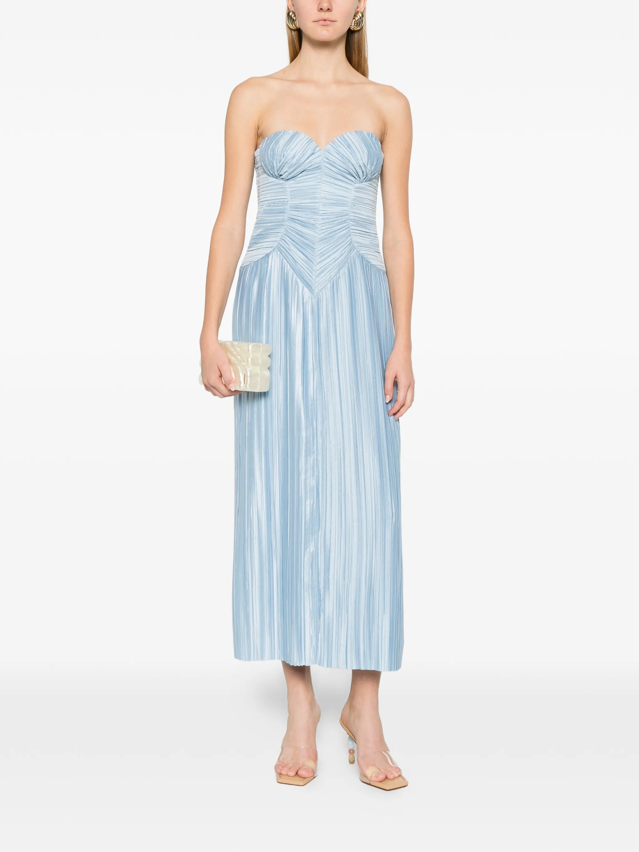 Ashika ruched pleated gow dress